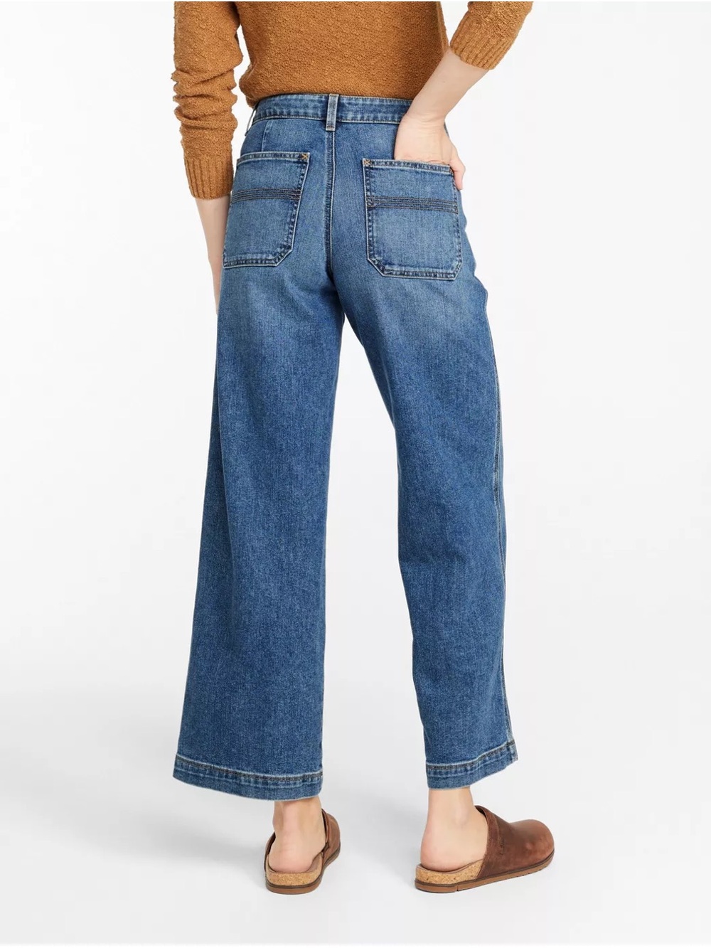 Women's Wide-Leg Blue Denim Jeans - Picture 2 of 5